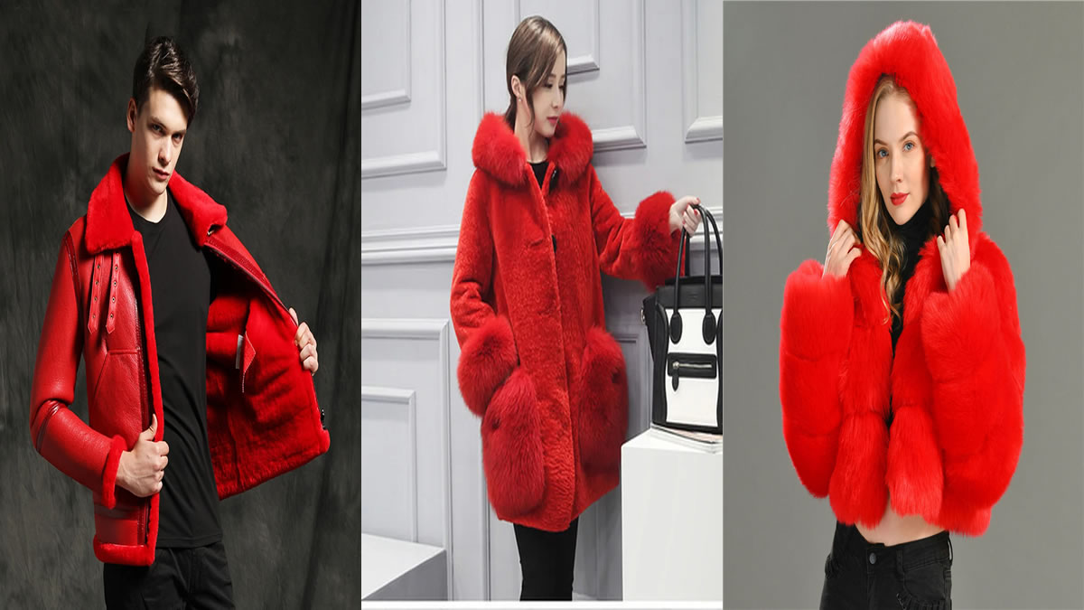 Men's Red Faux Fur Coat, Elevate your winter wardrobe with this luxurious and fashionable outerwear choice.