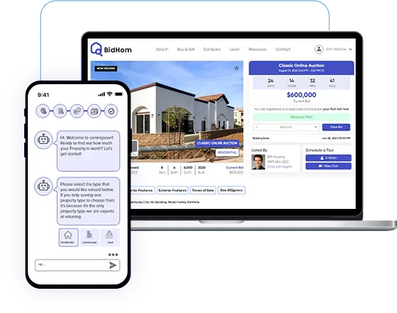 real estate online auction software website builders